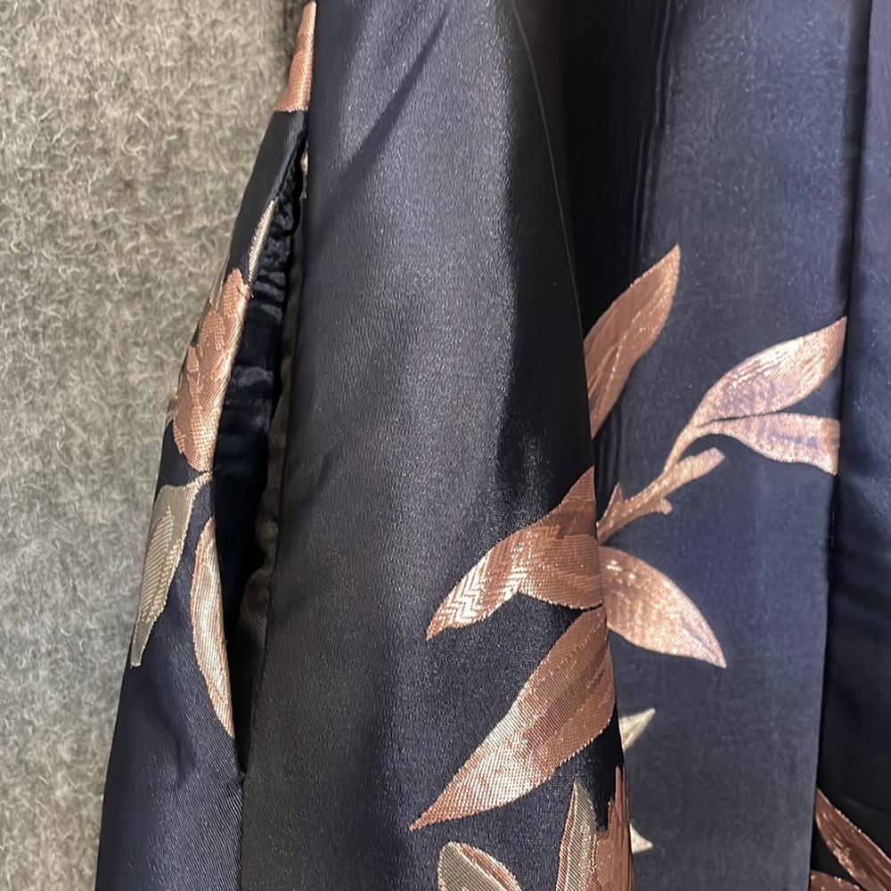 Navy & pink asymmetrical floral high low gown, women 4 - Picture 6 of 10